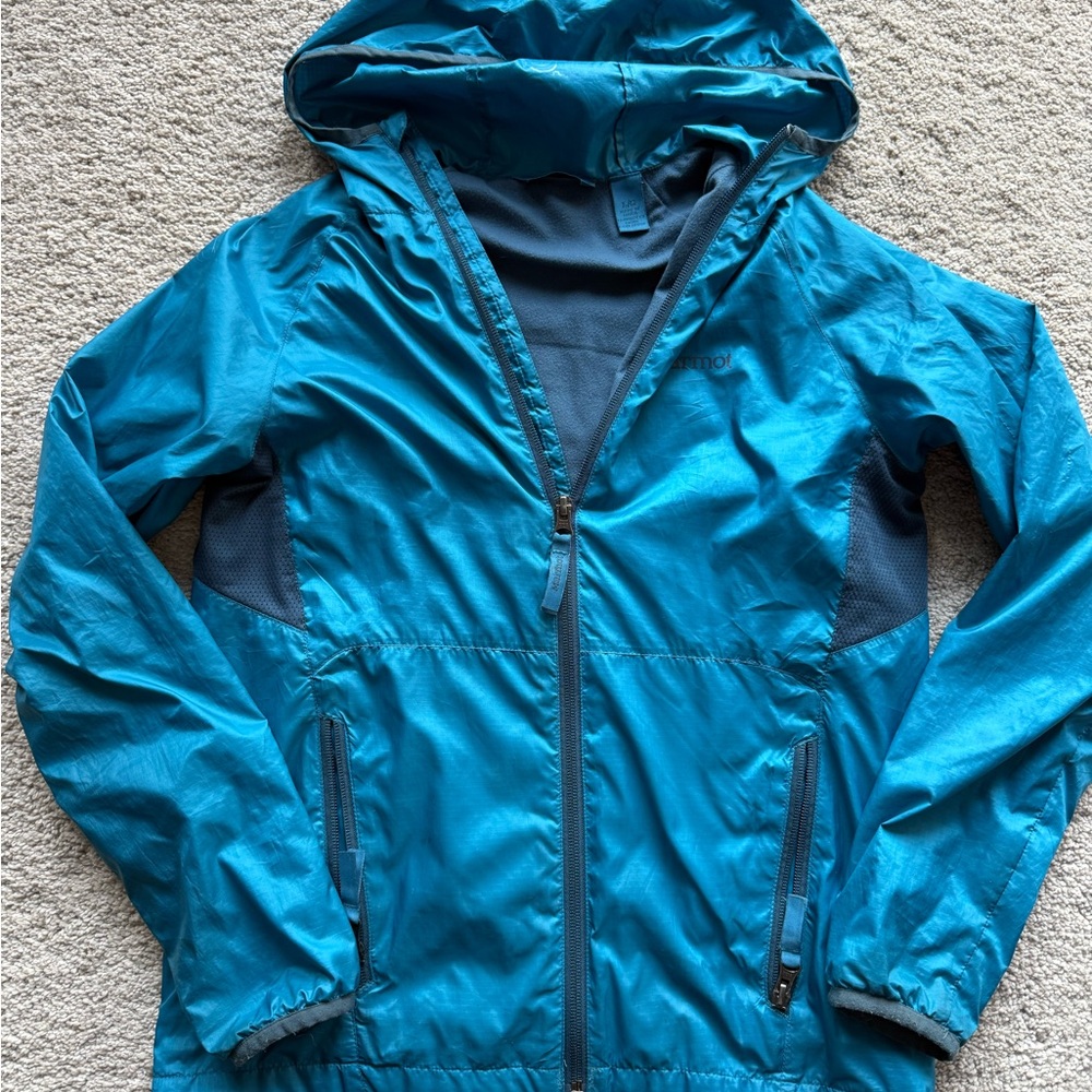 Marmot Blue Hooded Kids Raincoat